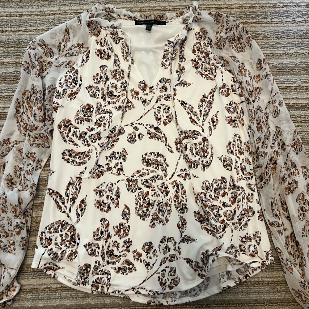 White House Black Market Floral Ruffle Blouse